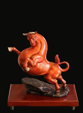 铜办公室书牛公司开业房乔迁礼品桌面冲工艺品天气装饰铜牛摆件