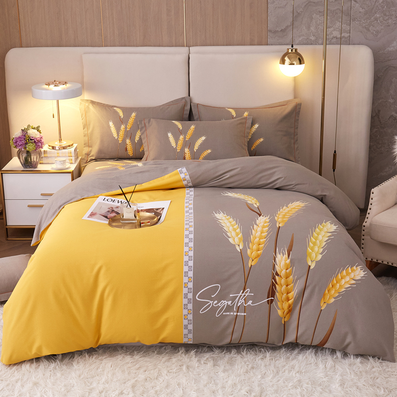 纯棉床上用品四件套m100全棉磨毛床单床笠秋冬加厚被套被罩三4件