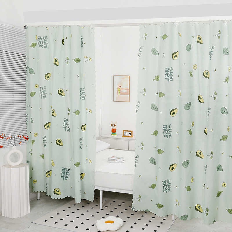 单间公寓卧室客厅分n割布便宜窗帘飘窗短帘卡通可爱公主风隔断帘