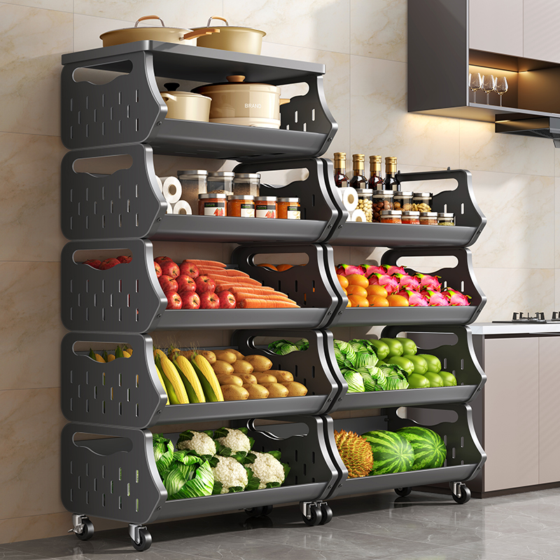 厨房菜篮子置物架放蔬菜落地多层新款多功能不锈钢收W纳筐架置地