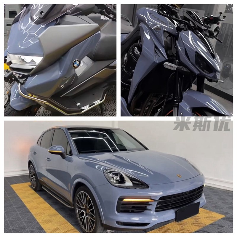 银灰色汽车贴膜液态金属银深邃灰钨钢灰GT银超亮钛钢灰山灰摩托改