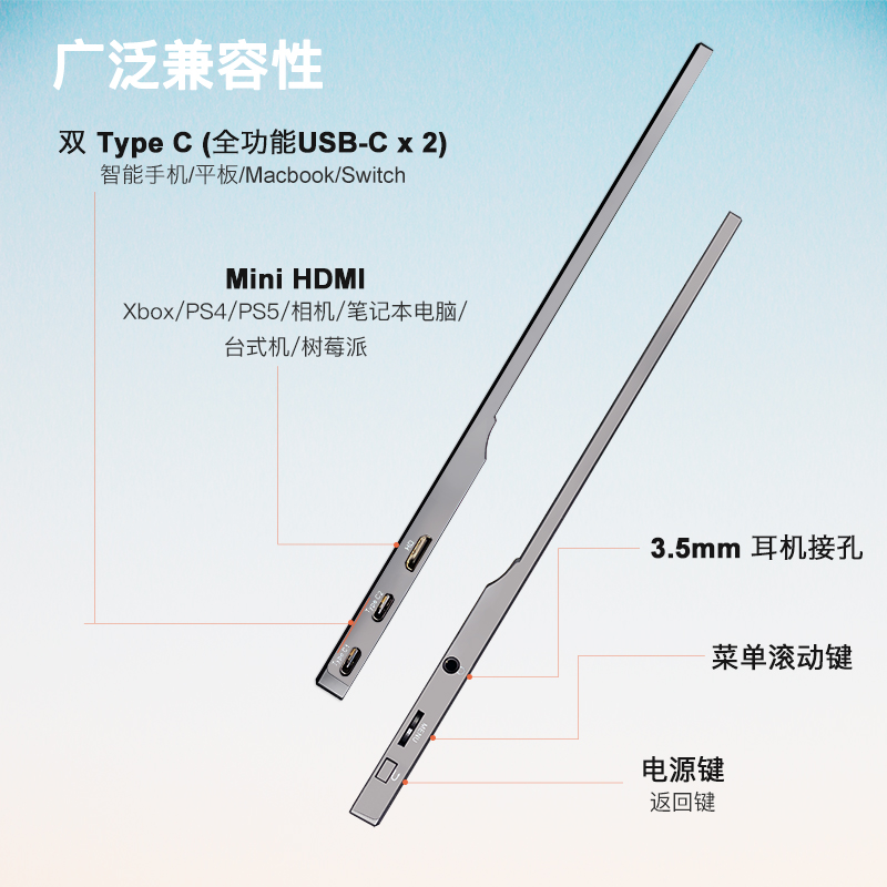 15.6/16/18.5寸4K可携式显示器Type C一线通电脑触控副屏游戏屏幕