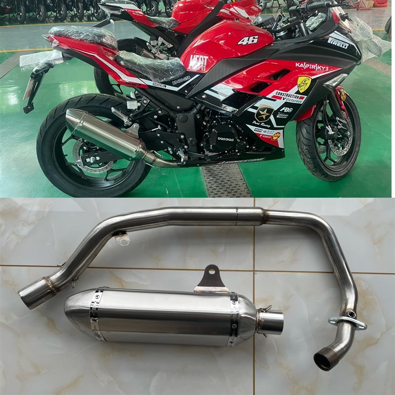 小忍者不锈钢排气管天蝎宝雕200消声器国威V6R3摩托跑车改装配件