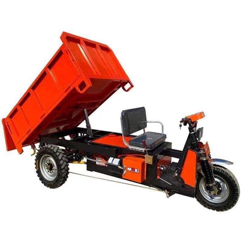 建筑工地电动自卸三轮车载重拉砖混凝土沙石运输车农用养殖翻斗车