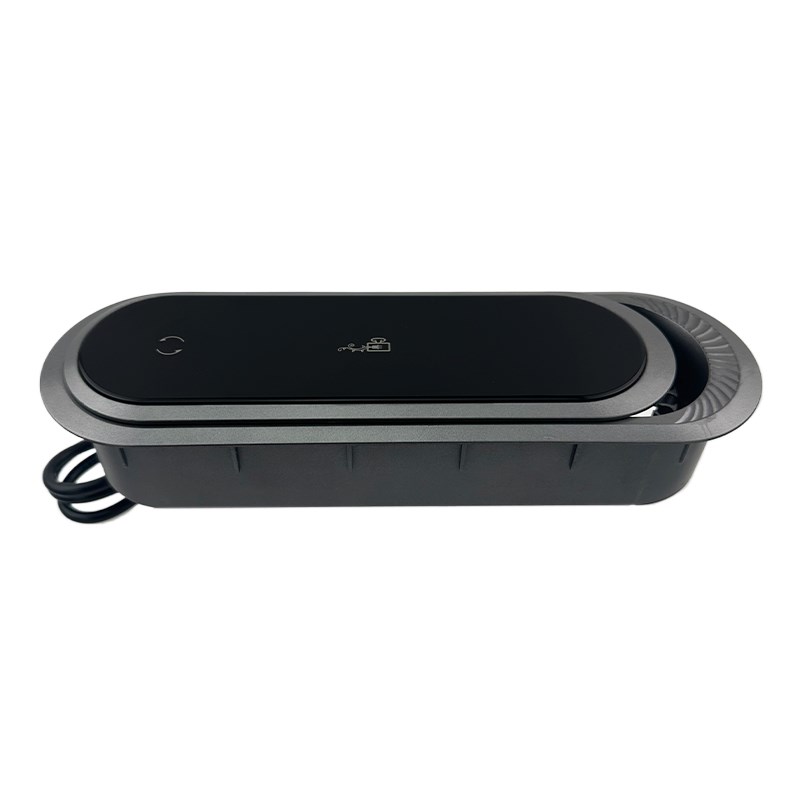 桌面旋转面盖插座多功能办公嵌入式隐藏插头线孔盖会议桌五孔排插