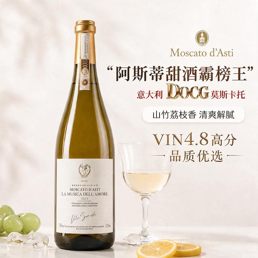 意大利进口莫斯卡托阿斯蒂梦幻天使起泡气泡香槟甜白葡萄酒心派对