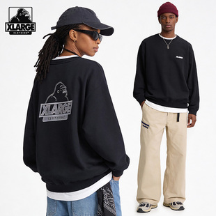 XLARGE秋冬季男女斜纹经典圆领卫衣2025年新款宽松百搭街头风上衣