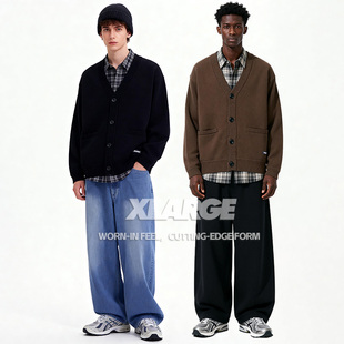 XLARGE男款OG针织开衫2025年秋冬新款潮牌街头宽松休闲百搭外套
