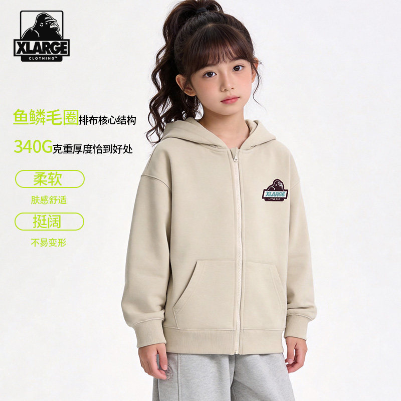XLARGE男女童刺绣连帽拉链开衫图片