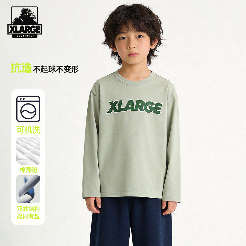 XLARGE中大童印花圆领打底T恤图片