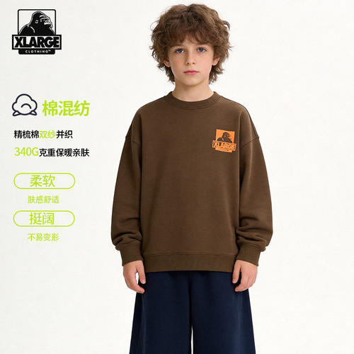 XLARGE中大童圆领印花休闲卫衣