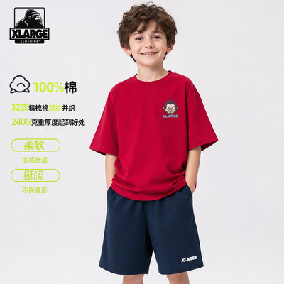 XLARGE男女童纯棉印花短袖上衣