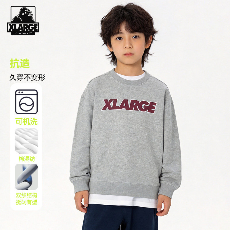 XLARGE中大童字母印花圆领卫衣图片
