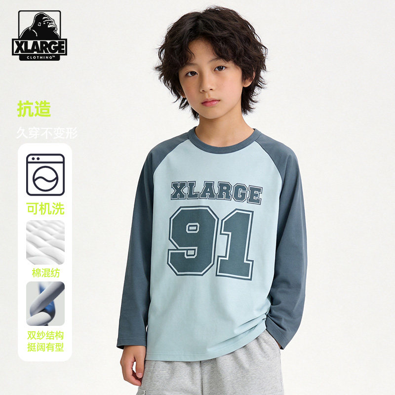 XLARGE中大童圆领印花打底T恤图片