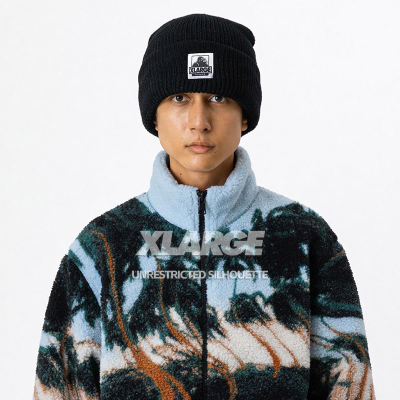 XLARGE双截式巴拉克拉法帽子男2025新款冬季黑色针织防风保暖冷帽