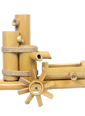 竹子流水过滤器摆件 鱼缸石槽造景 水轮水车加湿器 鱼缸流水