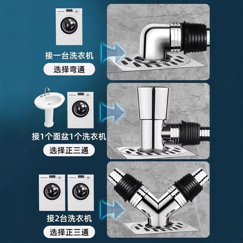 海尔滚筒洗衣机下水管地漏接头防臭防溢水阳台卫生间三通排水管道