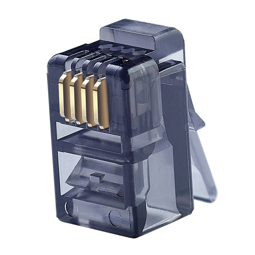 安亿通4芯电话手柄听筒RJ11黑色镀金水晶头4P4C语音接头100颗包邮