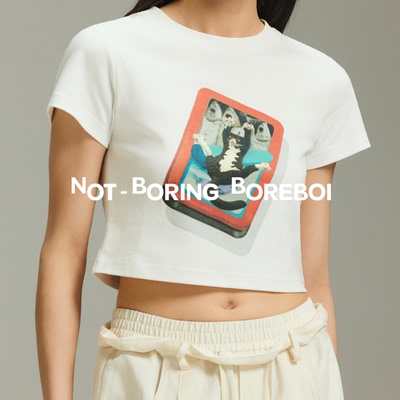 NB B丨美式小飞袖T 显瘦撞色印花 精梳棉混纺修身齐腰T恤百搭圆领