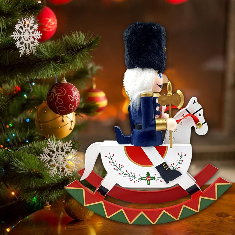 圣诞礼物摇马传统木制胡桃夹子国王F士兵桌面家居装饰用品摆件