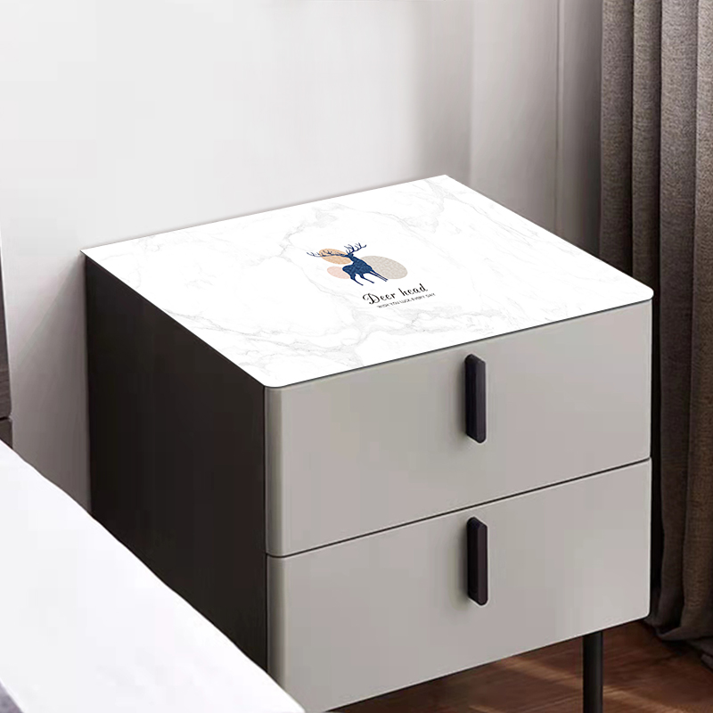 简约现床头柜桌布皮革桌垫防水防油免洗床头柜盖Y垫卧室级感