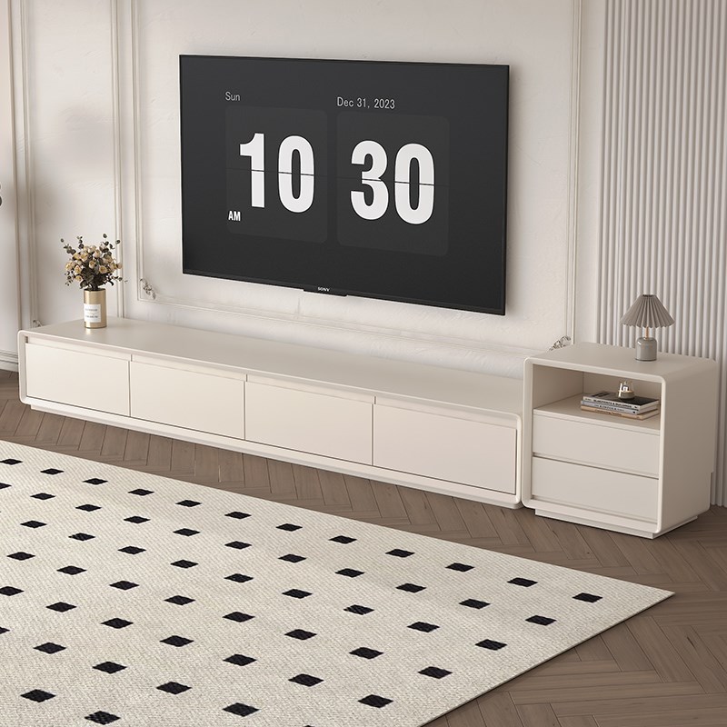 免安装电视柜合现代简约客厅x家用小户型奶油风实木落地茶几组合