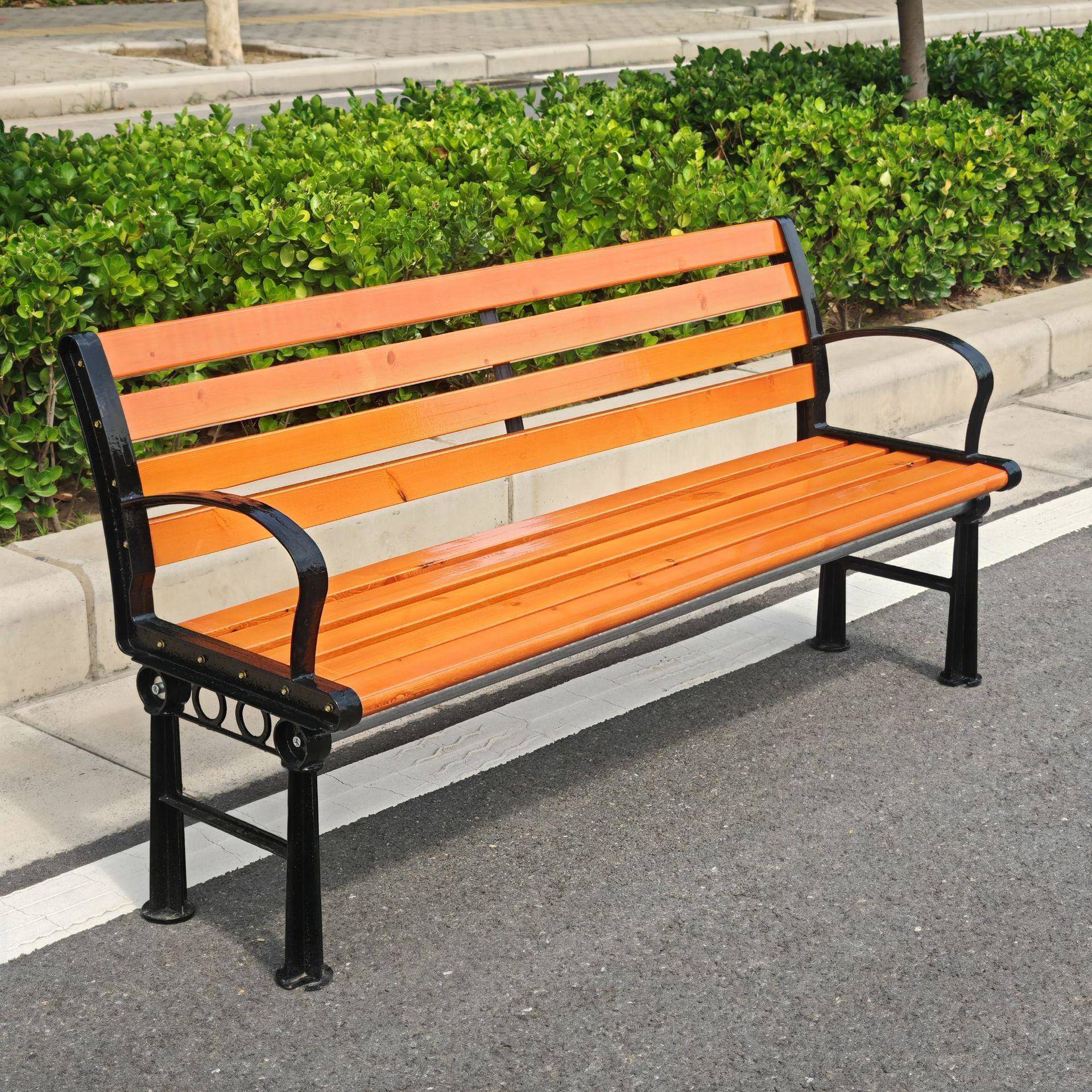 公园椅户外长椅子防腐木小区锌合金靠背塑木室外长凳庭院休闲厂家