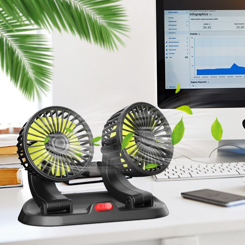 汽车风扇Usb12V 24V高风卡吊顶大功率静音制冷小型电风扇供车内使