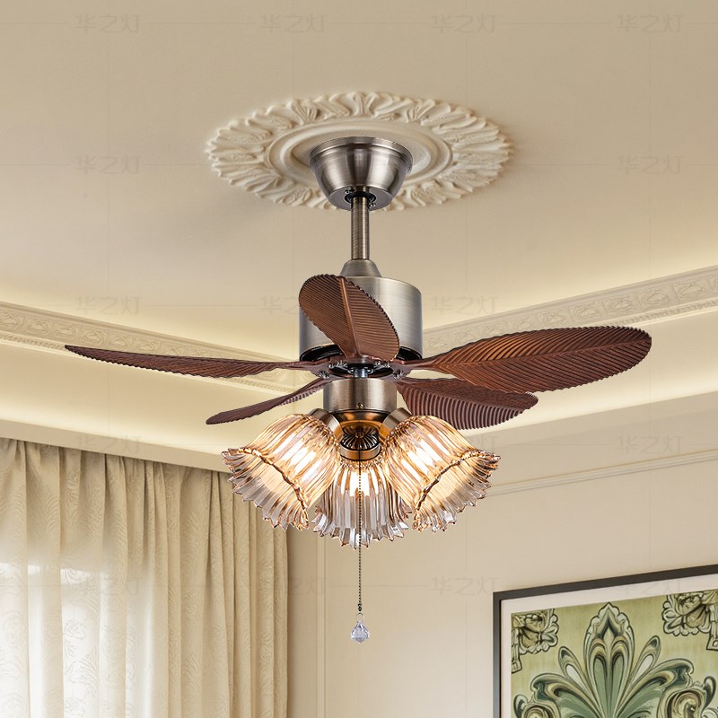 【风行】风扇灯中古风复古简约客厅餐厅卧室电扇灯家用一体吊扇灯