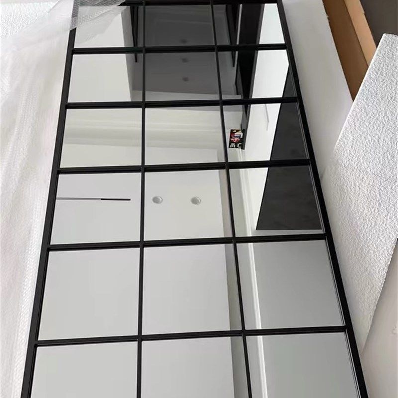 墙上装饰格子镜简约客厅壁挂贴墙全身镜落地穿衣镜子服装店试衣镜