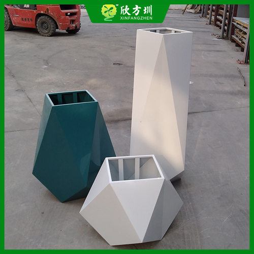 室内菱形喷粉烤漆喷塑不锈钢花盆金属创意简约商用购物商场花箱