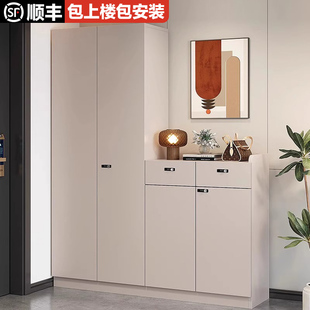 家用门口多层带锁鞋柜楼道电梯口走廊过道一体靠墙轻奢收纳储物柜
