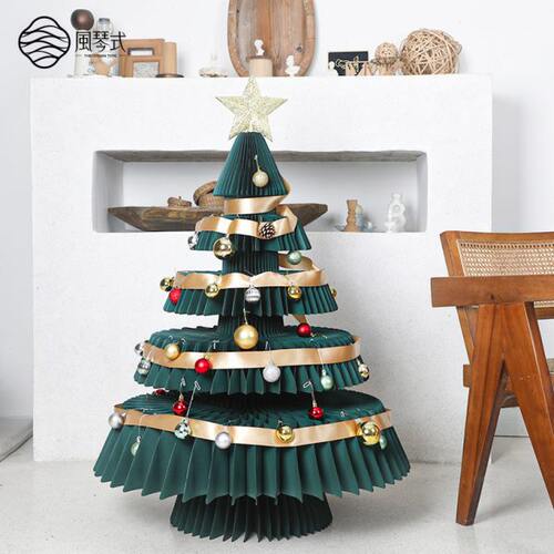 圣诞树可折叠新款新年树商场家用装饰道具树小型桌面摆件