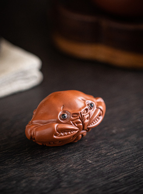 富甲天下紫d砂小螃蟹茶宠摆件手把件可养茶玩创意茶台茶盘装饰品