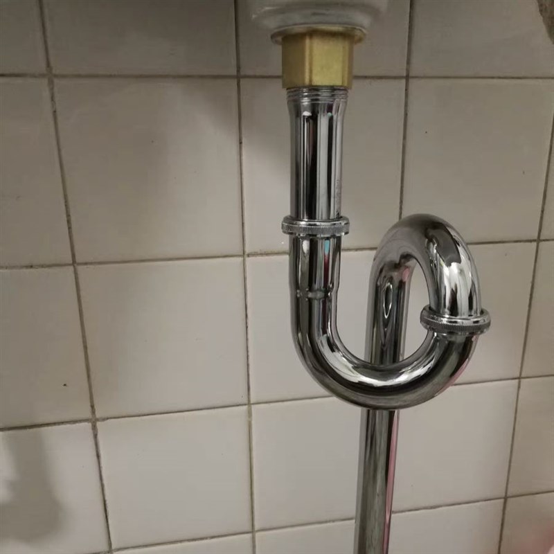 下水器S弯防臭面盆U型不锈v钢盆存洗脸带波纹下水管水弯全铜地排