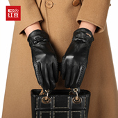 轻柔保暖 红豆手套女真皮加绒秋冬保暖驾驶骑行防寒小羊皮手套