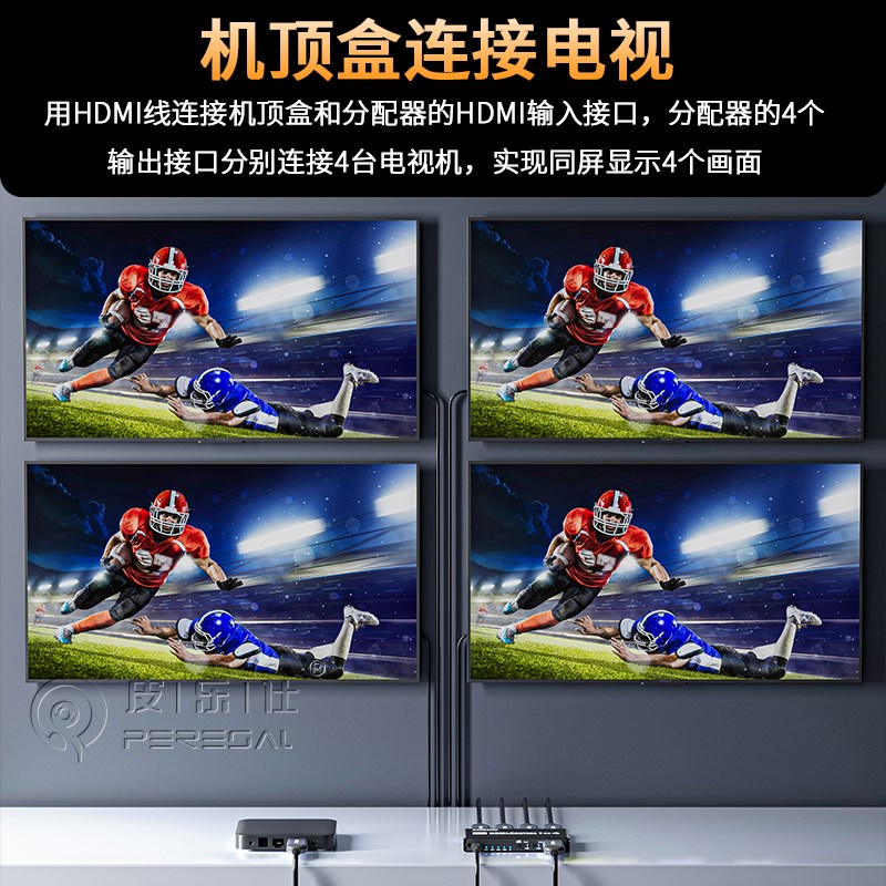 2.1HDMI分配器一进四出8K60HZ 1进4出高清4k电脑电视机顶盒多屏幕