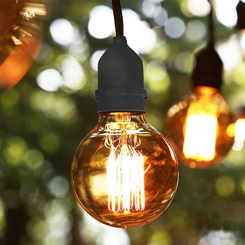 复古钨丝E27婚礼庭院氛围节日大灯泡装饰户外别墅圆球拉丝灯串