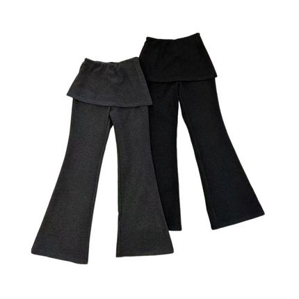 慵懒风深灰假两件屁帘微喇叭休闲裤女2025春季宽松显瘦阔腿拖地裤