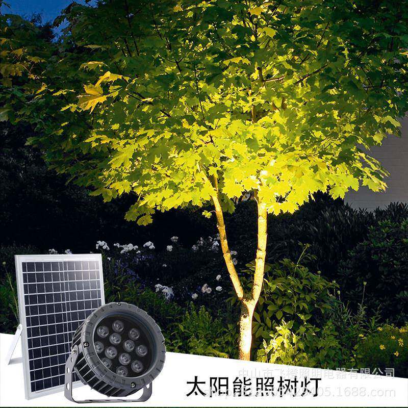 太阳能车轮投光灯户外防水LED草坪绿化建筑洗墙灯景观射树照树灯