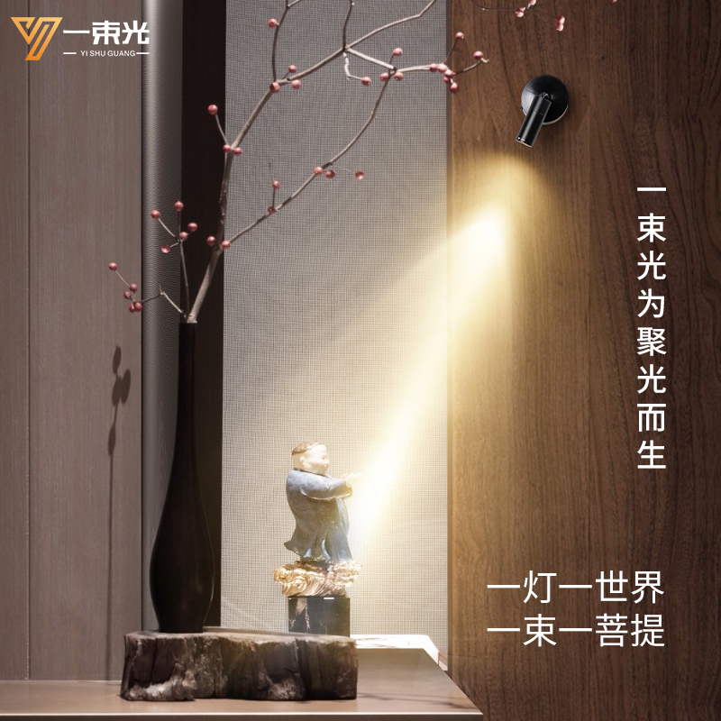 一束光聚光射灯无线可充电遥控调光定时开关佛像龛摆件植物造景灯