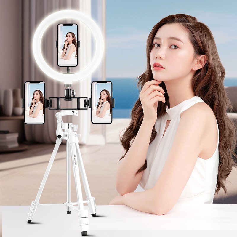 伟峰2024新款320白色网红手机直播支架三脚架自拍照抖音短视频录