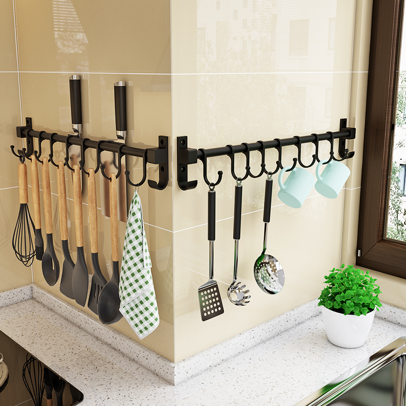 厨房挂钩排e钩一排挂墙上置物锅铲勺子挂架收纳免打孔壁挂厨具用