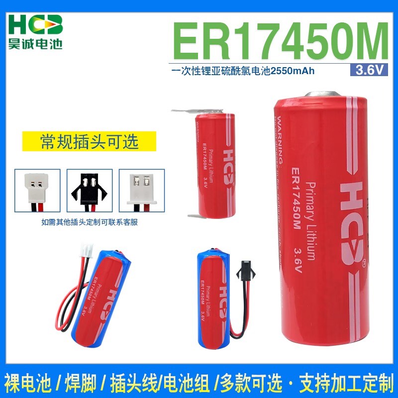 HCB昊诚ER17450M 大容量锂电池3.6V智能水表RAM记忆PLC烟感报警器