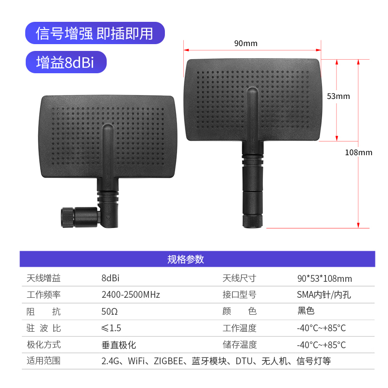 2.4G WiFi无线蓝牙模块外置路由器高增益定向信号增强平板天线