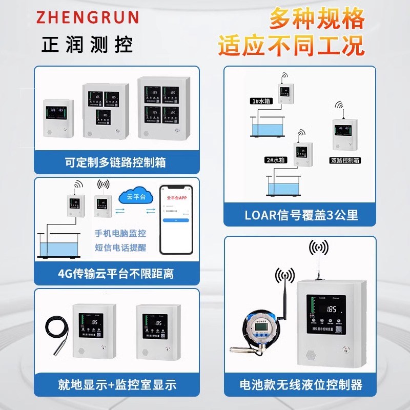 远程无线液位水位显示器控制器消防水池水箱电子液位计高低报警