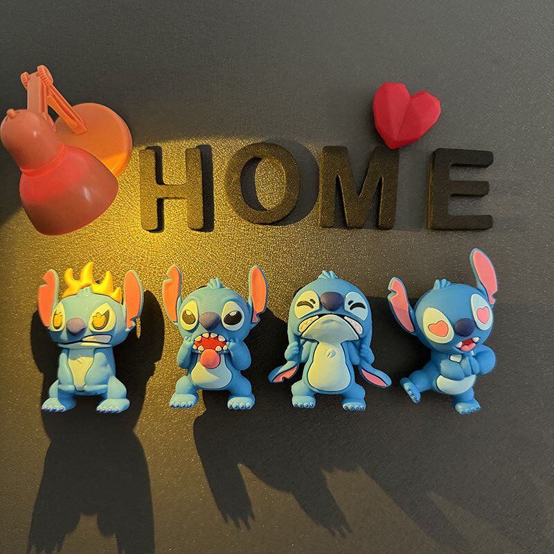 可爱动漫卡通史迪仔搞怪表情冰箱贴磁贴创意新款3D软胶立体吸铁石