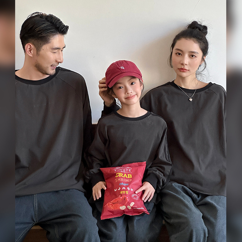 2025新款韩版洋气休闲亲子装长袖T恤百搭母女装一家三口外出衣服