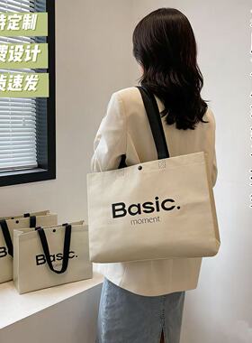 简约立体白色手提袋覆膜编织袋定制印LOGO高档服装袋环保防水加厚