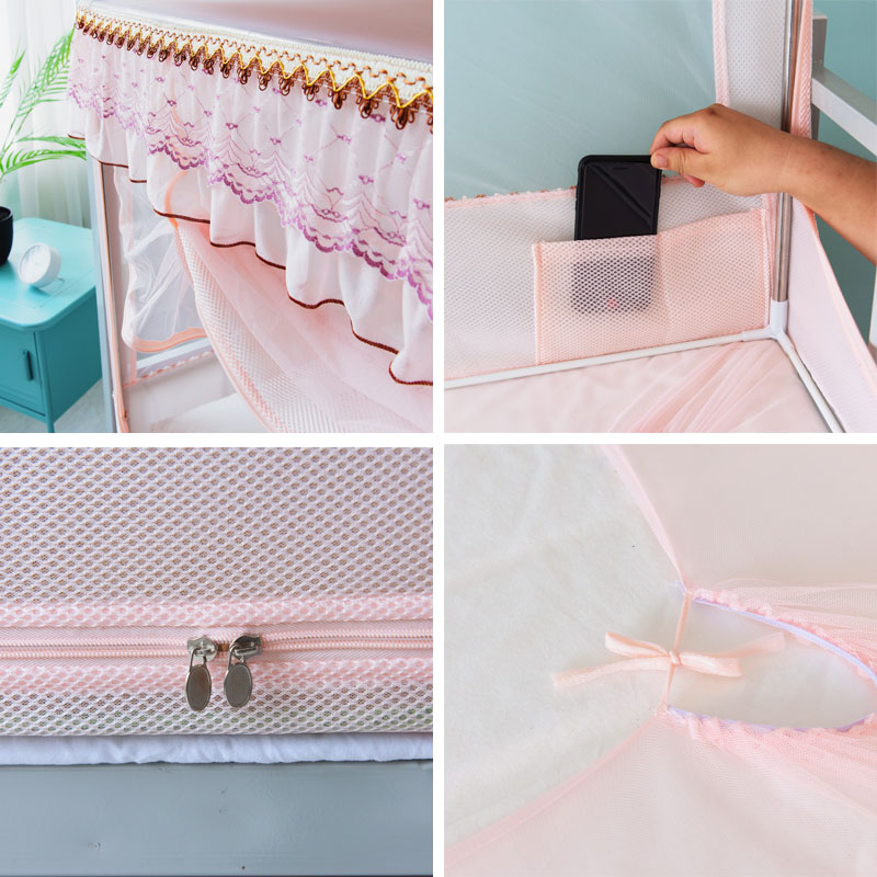 蚊帐学生宿舍上下铺三开门拉链带支架男女寝室0.9米1.2m1.0单人床